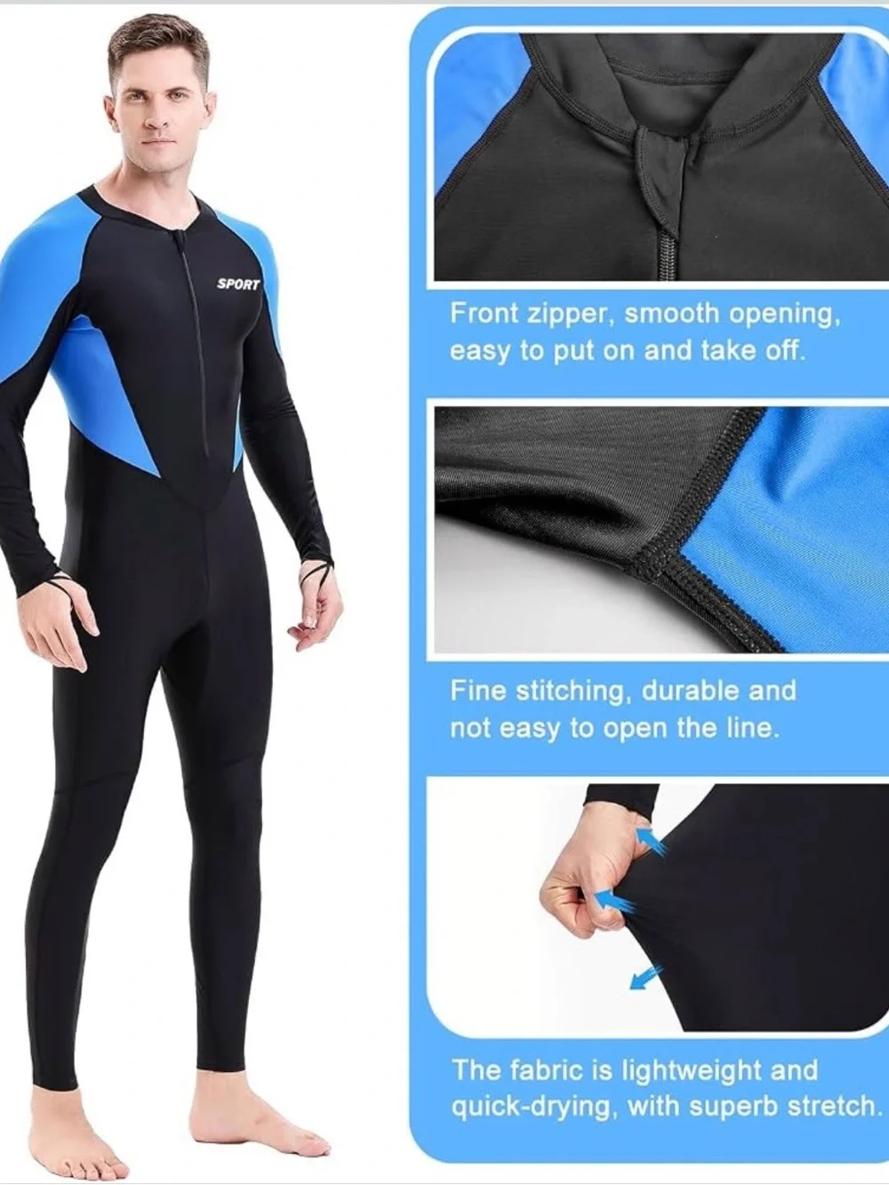 Dive Skins unisex Suit Thin Full Body Swimsuit for Surfing Swim 2XL. 2436/bb11-1